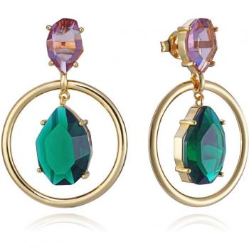 Pendientes de aro Viceroy con cristales en tonos rosa y verde