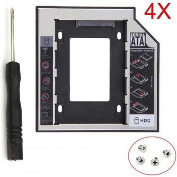 4pcs 2nd HDD Caddy for Laptop 12.7mm SATA 3.0 2.5 SSD Enclosure