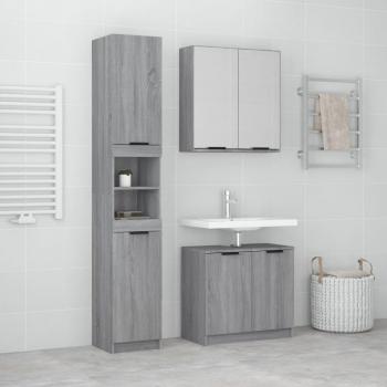Muebles de baño 3 pzas en gris sonoma