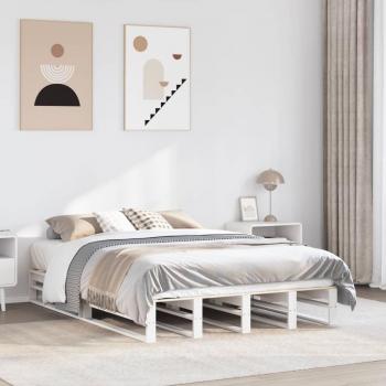 VidaXL Solid Wood Pine Bed Frame 140x190 cm White