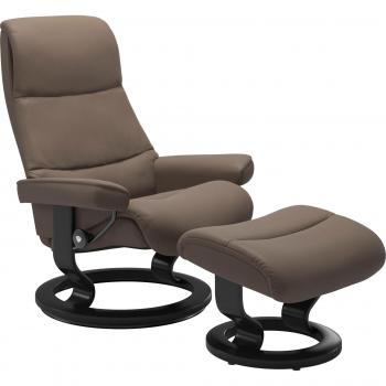 Stressless® Relaxsessel View Set – Hocker, Classic Base, Größe Medium, schwarzer Rahmen