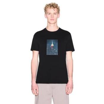 Giorgio Armani Exchange NYC Black T-Shirt – Male, L, Printed Cotton Short Sleeve