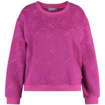 Samoon Damen Sweatshirt mit Kordelapplikation in Pink Größe 56