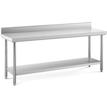 Mesa de Oficina Inox 200x60 – Peso 195kg, Rebordo