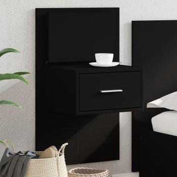 Black Wall-mounted Bedside Cabinet with LED Lights