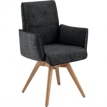 K+W Komfort & Wohnen Drehstuhl „Grau“ – Massives Holzuntergestell, 360° Rotation