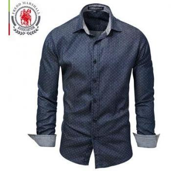 Camisa de manga larga con botones para Hombre, lunares, 100% algodón, modelo FM120