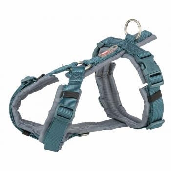 Trixie Premium Trekking Hundegeschirr (Blauw / Grafiet Grijs) M – 53–64 cm, Halsband & Leine