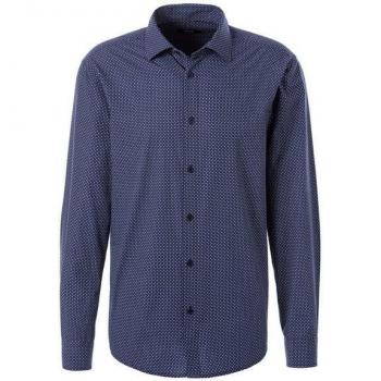 H.I.S Long Sleeve Shirt „Regular Fit“ – Haifischkragen, Baumwollmuster, navy