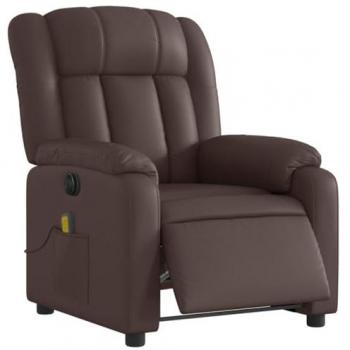 VidaXL Sillón de masaje reclinable eléctrico cuero sintético crema