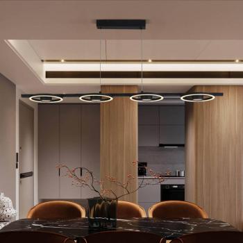 Searchlight Space LED‑Hängeleuchte – 4-Flammen, Schwarz, Metall