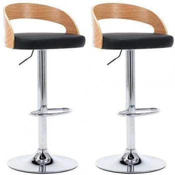 vidaXL Bar Stools 2 pcs Black Faux Leather and Bentwood