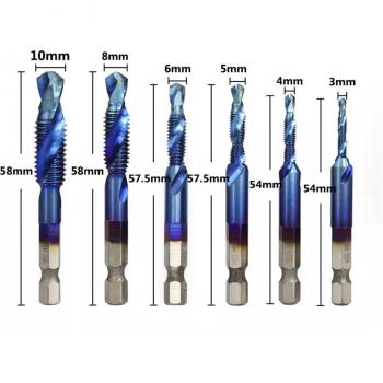 Varilla de acero al carbono 1/4mm con pasador de grifo, juego M3–M10, azul nano
