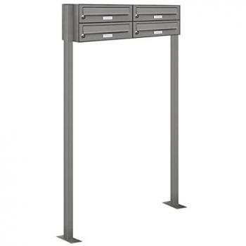 Premium‑Standpostfach 4‑Fach – RAL 9007, aluminium, grau, wetterresistent