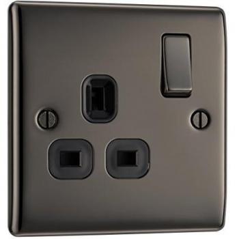 Black Nickel 13 Amp Single Switched Socket