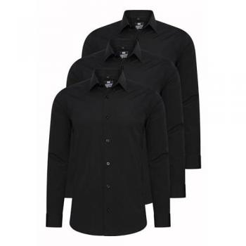 Rusty Neal Langarmhemd Slim-Fit, 6XL, unifarben, schwarz