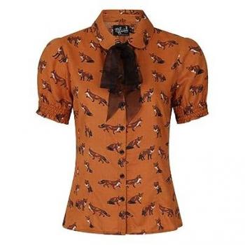 Semi-Fitted Fox-Print Blouse in Brown – Vixey Medium