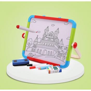 Children's Double-Sided Art Easel with Magnetic Board and Chalkboard