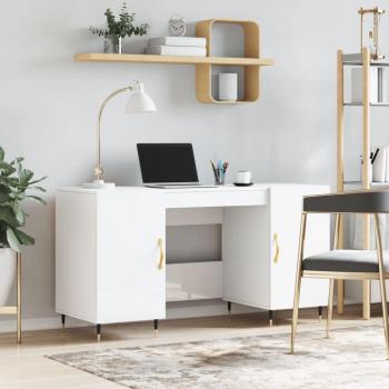 Vidaxl White High Gloss Computer Desk, 140x50x75 cm, Engineered Wood
