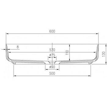 Lavabo Ovalado de Fundición Mineral PB2123 (Acrílico Puro) – 60x40x13 cm