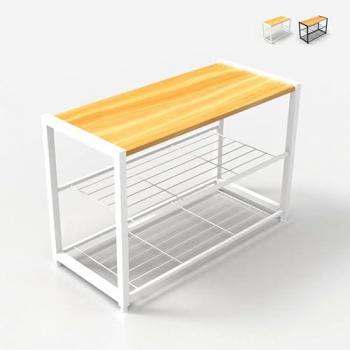 Meuble à chaussures en bois et métal Amnes