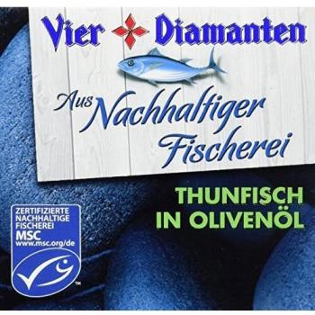 Vier Diamanten Thunfischfilets in Olivenöl MSC 160 g, 8er Pack