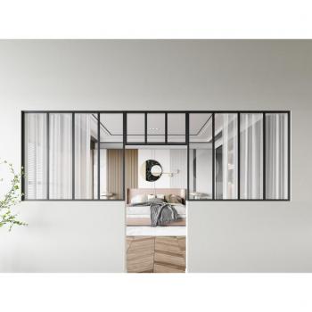 Vetrata Atelier (L120×H105) con Sopraluce L73×H40, Alluminio Termolaccato Nero – 2 Unità – Bayview
