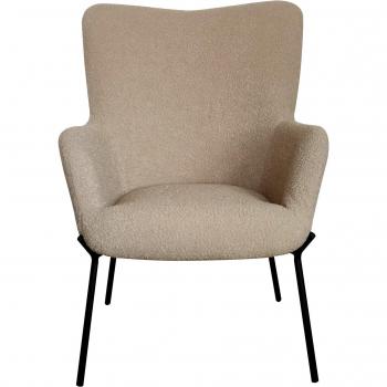 Chaise d’appoint Glasgow, couleur marron, tissu bouclé, pieds noirs