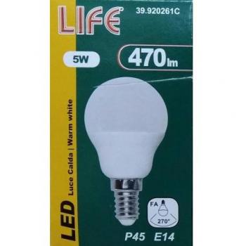Lampada E14 LED 5W Mini Sfera 470 Lumen Luce Calda