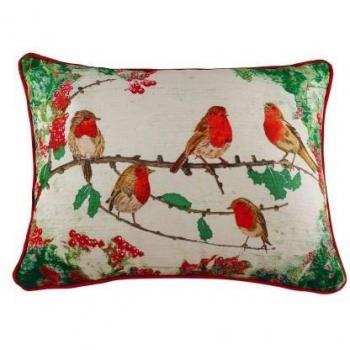 Coussin décoratif Noël Evans Lichfield rouge-gorge