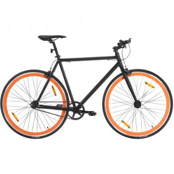 Vidaxl 700c Fixed Gear Bicycle Black And Orange 55 Cm