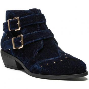 Bota de Otoño e Invierno en Terciopelo Azul