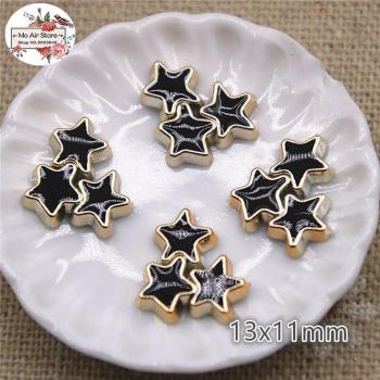 Étoiles noires à dos plat, 50 pièces, 11x13mm, pour embellissement de vêtements et jardin
