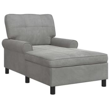 Velvet Chaise Lounge in Light Grey with Cushion – 91 × 157 × 91 cm (vidaXL)