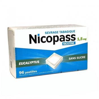 Nicopass 1,5 Mg Sans Sucre Eucalyptus Pastille Édulcorée À L'Aspartam Et À L'Acesulfame Potassique B/96