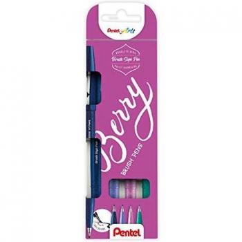 Pentel Fasermaler Pinselmaler 4er Set Berry-Farben