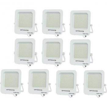 OPTONICA 10× Proyectores LED 100W, Blanco IP65, 9000 lm, 6000 K