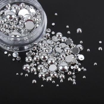 Perles ABS argentées à dos plat