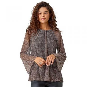 Roman Women's Plisse Top with Wide Sleeves