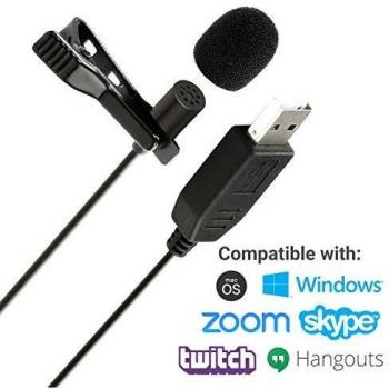 Movo M1 USB Lavalier Lapel Clip-on Omnidirectional Microphone for Laptop, PC and Mac, Perfect Podcasting, Gaming, Streaming and Desktop Mic