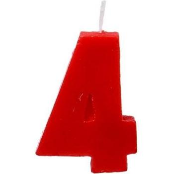 Bougie d'anniversaire Numéro 4 Rouge 5 x 3.5 cm