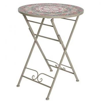 Tavolo Pieghevole da Giardino Beige con Mosaico