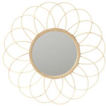 Miroir Mural en Rotin Rosace 56 cm – Élégance Naturelle