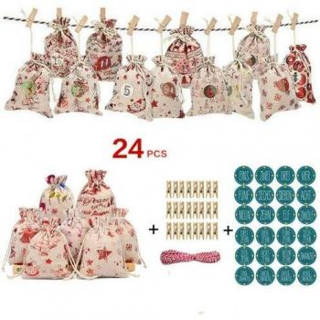 Bolso Navideño de Lino y Algodón