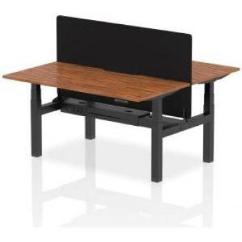 Air 1600 × 800 mm Height‑Adjustable 2‑Person Bench Desk – Walnut Top, Scalloped Edge