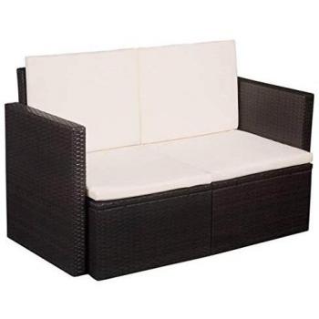 VidaXL 2-Sitzer-Gartensofa Poly Rattan mit Auflagen