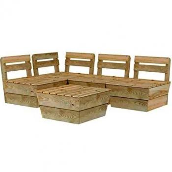 Set di Divani da Esterno in Pallet 5 Pezzi in Legno di Abete Impregnato