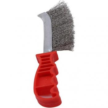 Brosse de nettoyage en acier pour barbecue avec manche rouge