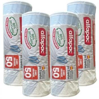 Bolsas de basura 50L 4 rollos de 15 bolsas autocierre 80% recicladas