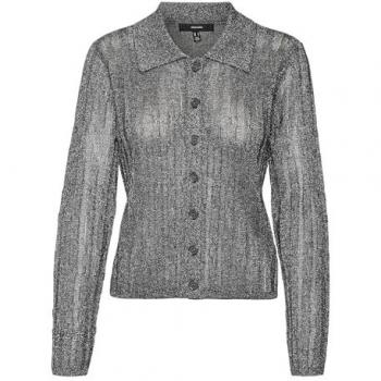 Vero Moda Hemdbluse mit Glanzstreifen – Asphaltgrau, M